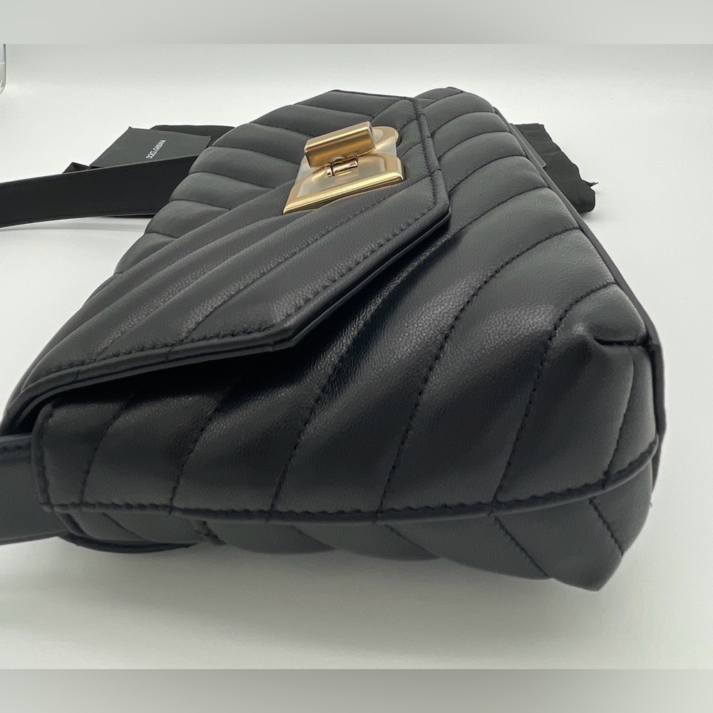 $2145 NWT DOLCE & GABBANA BLACK QUILTED LEATHER DG BAG PURSE! - Picture 9 of 13